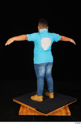 Whole Body Man T poses White Casual Shirt Jeans Overweight Standing Studio photo references